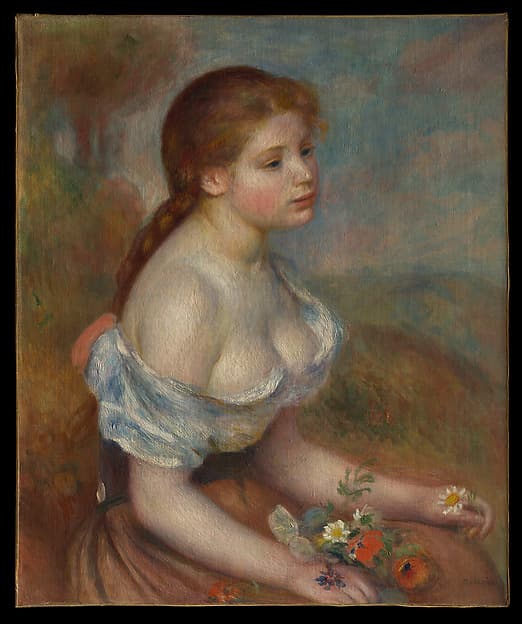 A Young Girl with Daisies — Auguste Renoir