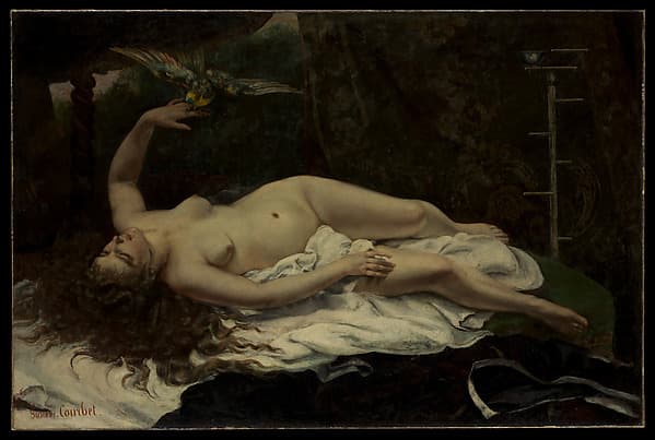 Woman with a Parrot — Gustave Courbet