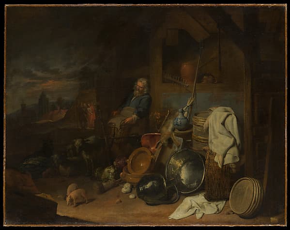 The Yard of the Inn at Emmaus — David Ryckaert III