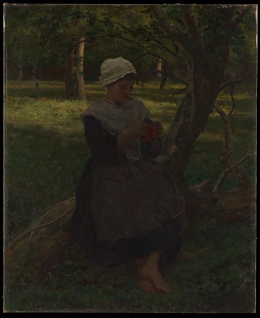 A Peasant Girl Knitting — Jules Breton