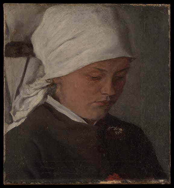 Peasant Girl with a White Headcloth — Wilhelm Leibl