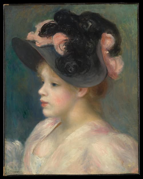 Young Girl in a Pink-and-Black Hat — Auguste Renoir