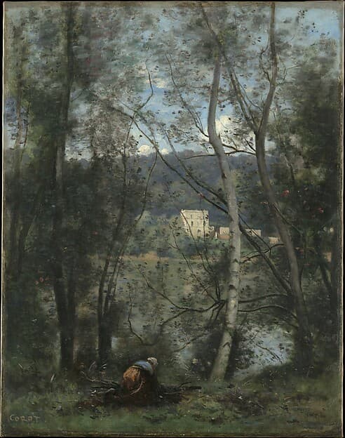 A Woman Gathering Faggots at Ville-d'Avray — Camille Corot