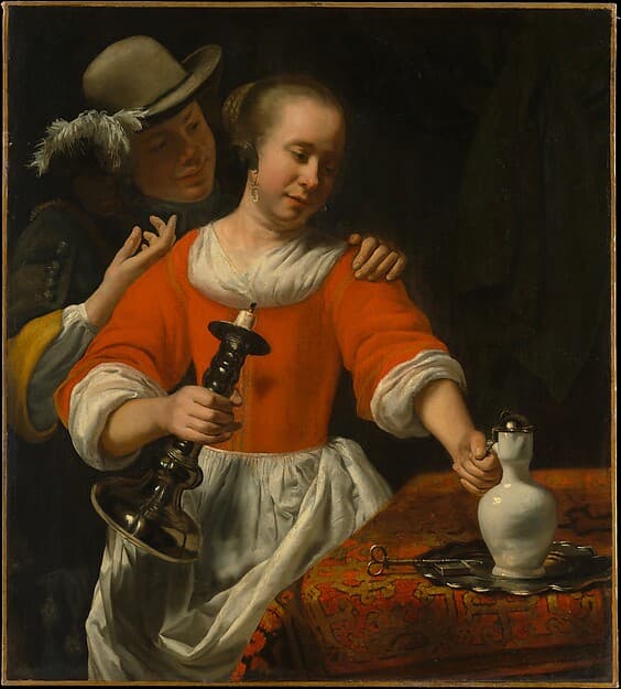 A Young Woman and a Cavalier — Cornelis Bisschop