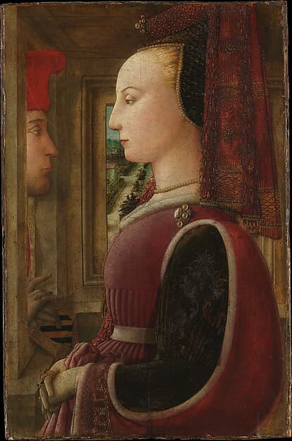 Portrait of a Woman with a Man at a Casement — Fra Filippo Lippi