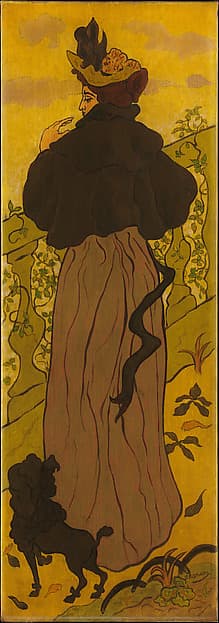 Woman Standing Beside a Balustrade with a Poodle — Paul Ranson