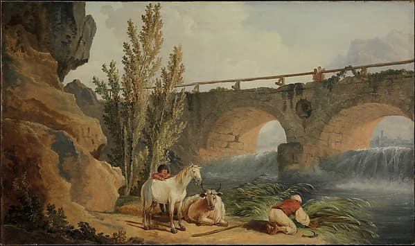 Bridge over a Cascade — Hubert Robert