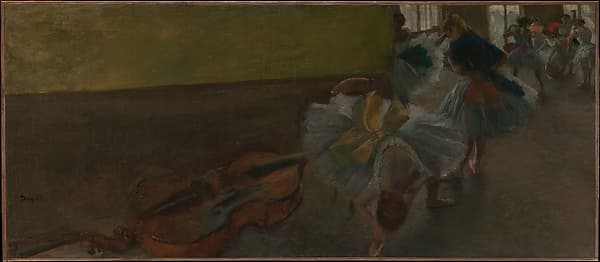 Dancers in the Rehearsal Room with a Double Bass — Edgar Degas
