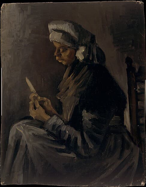 The Potato Peeler (reverse: Self-Portrait with a Straw Hat) — Vincent van Gogh
