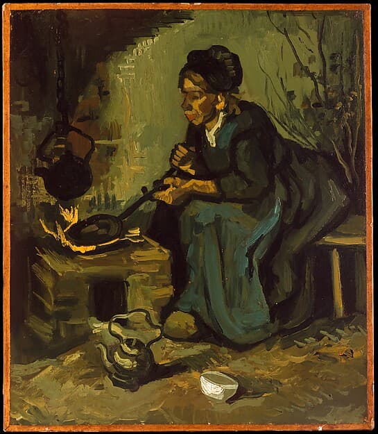 Peasant Woman Cooking by a Fireplace — Vincent van Gogh