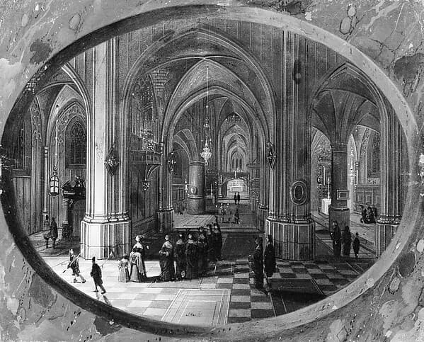 Interior of a Gothic Church at Night — Pieter Neeffs the Elder