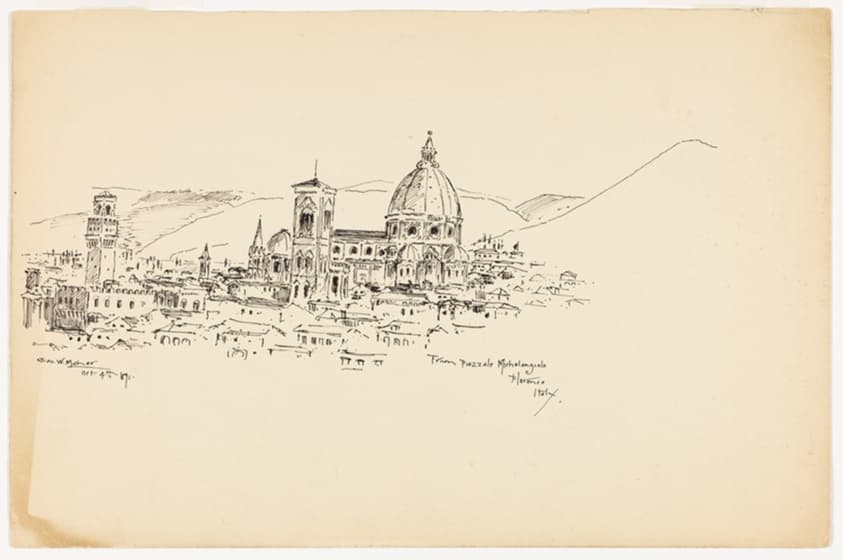 View of Florence, Italy, Travel Sketch — George Washington Maher