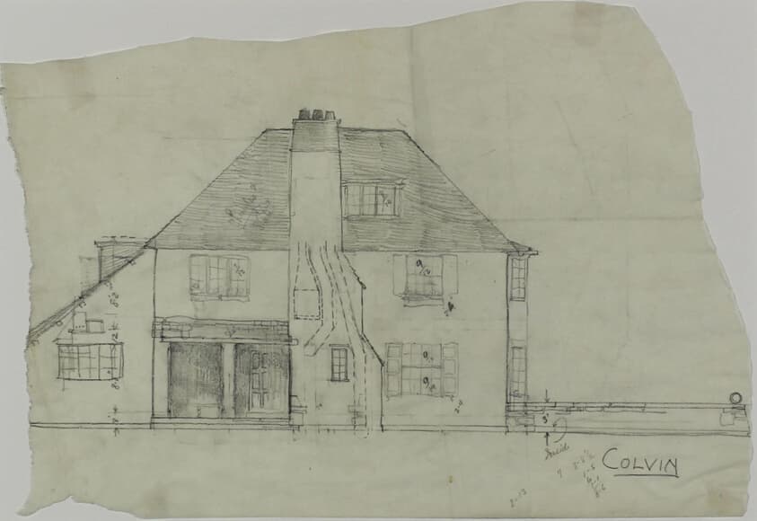 Catherine and Jessica Colvin House, Lake Forest, Illinois, West Elevation — Howard Van Doren Shaw
