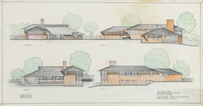 Mr. and Mrs. Michael Buhai House, Glencoe, Illinois, Elevations — Lloyd Morgan Yost