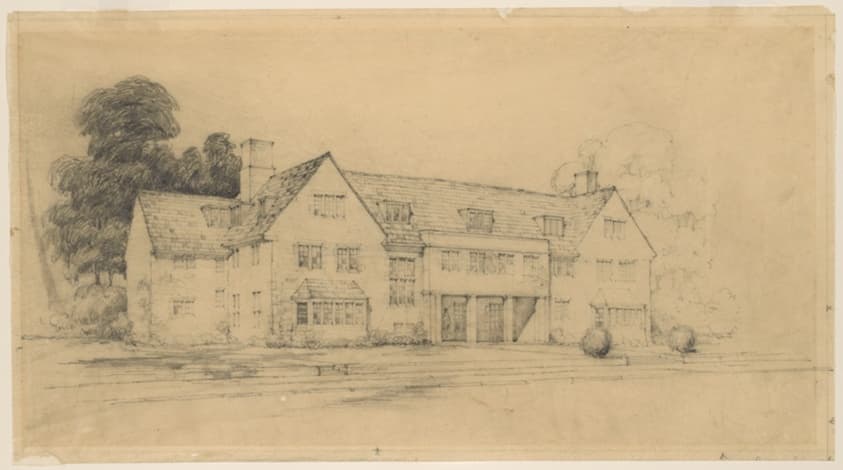 Phi Delta Theta Fraternity House, Champaign, Illinois, Perspective — Howard Van Doren Shaw
