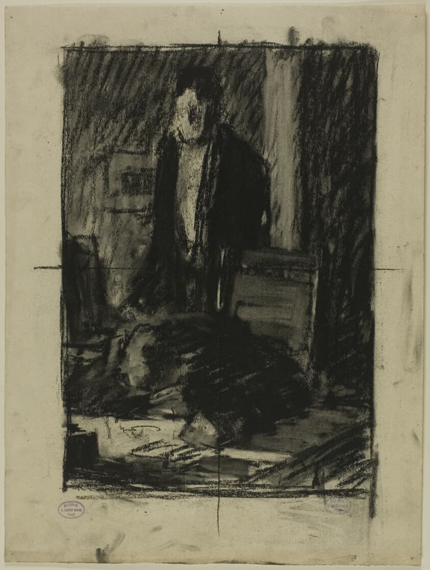 Man Seated at Desk, with Man Standing Behind Him — Frank Walter Taylor