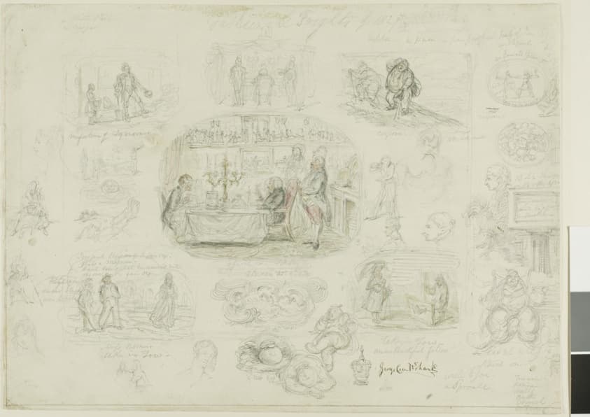 Fashions and Frights of 1829 (recto); Angels Ever Bright and Fair (verso) — George Cruikshank