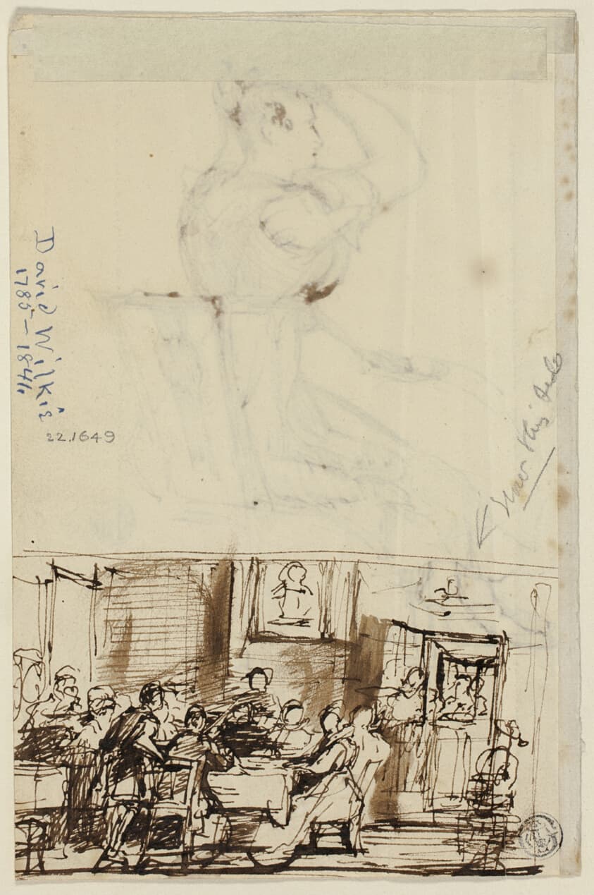 People at a Table (recto), and Study for Cottage Toilet (verso) — Sir David Wilkie