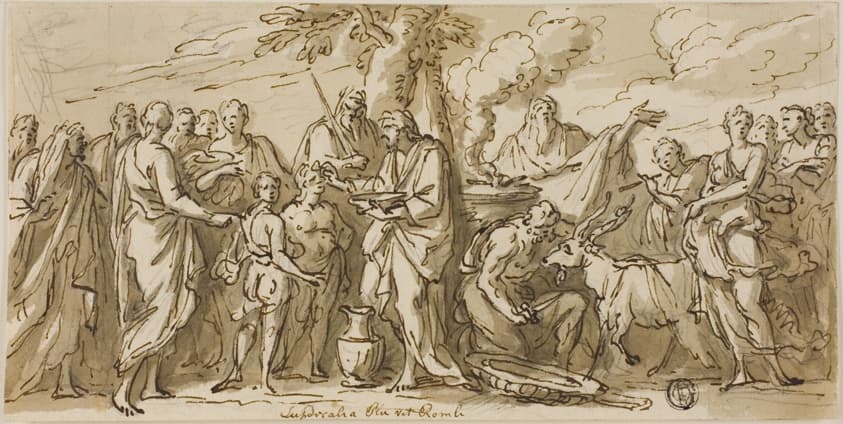 Lupercalia (recto), and Sketches of Figures (verso) — James Thornhill