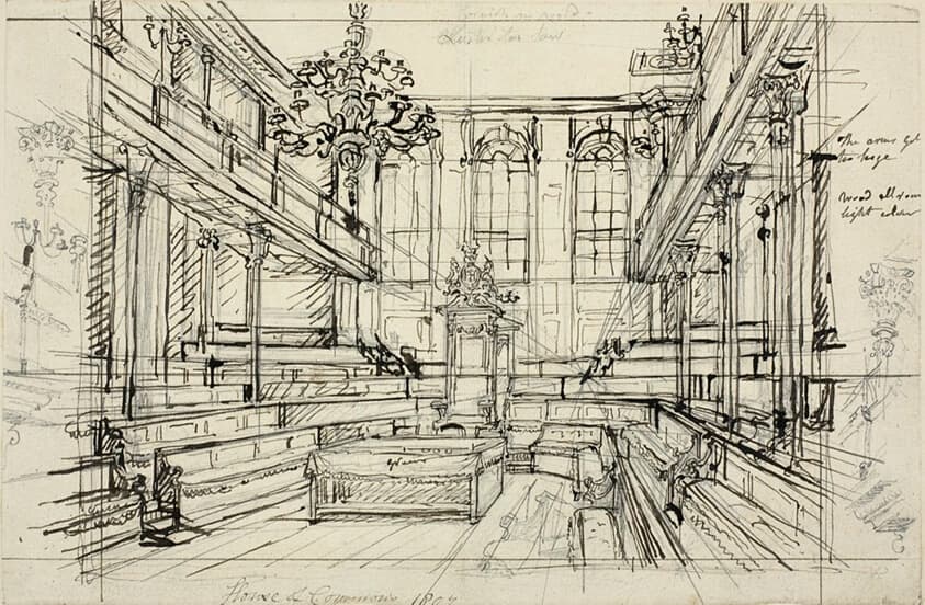 Study for House of Commons, from Microcosm of London — Augustus Charles Pugin