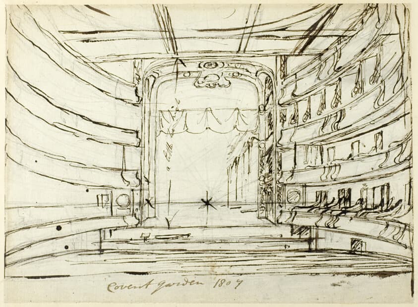 Study for Covent Garden Theatre, from Microcosm of London — Augustus Charles Pugin