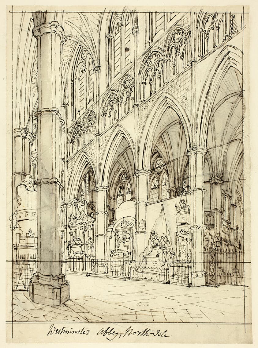 Study for Westminster Abbey, from Microcosm of London — Augustus Charles Pugin