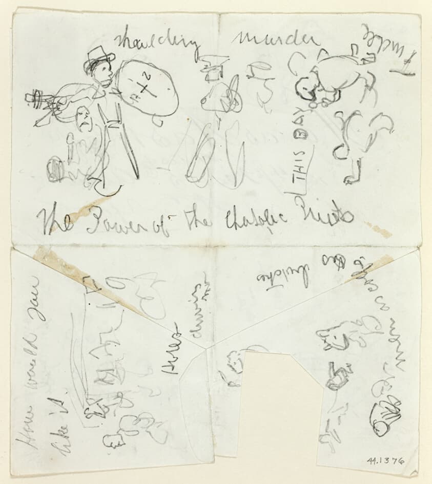 Sheet of Sketches: The Power of the Catholic Priests (recto); Sheet of Sketches (verso) — Thomas Nast