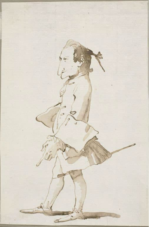 Caricature of a Man, Full-Length, Facing Left — Giovanni Battista Tiepolo