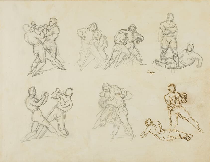 Seven Sketches of Pairs of Boxers — Jean Louis André Théodore Géricault