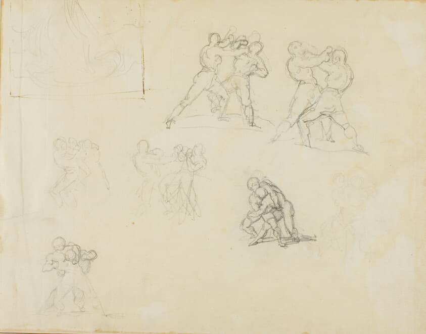 Seven Sketches of Pairs of Boxers or Wrestlers — Jean Louis André Théodore Géricault