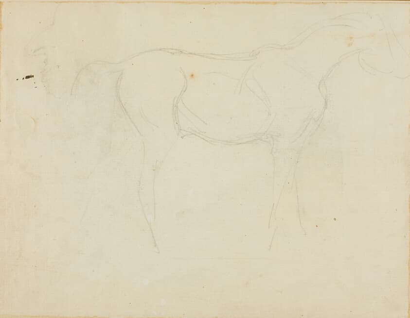 Sketch of a Horse Facing Right and a Caricature in Profile — Jean Louis André Théodore Géricault