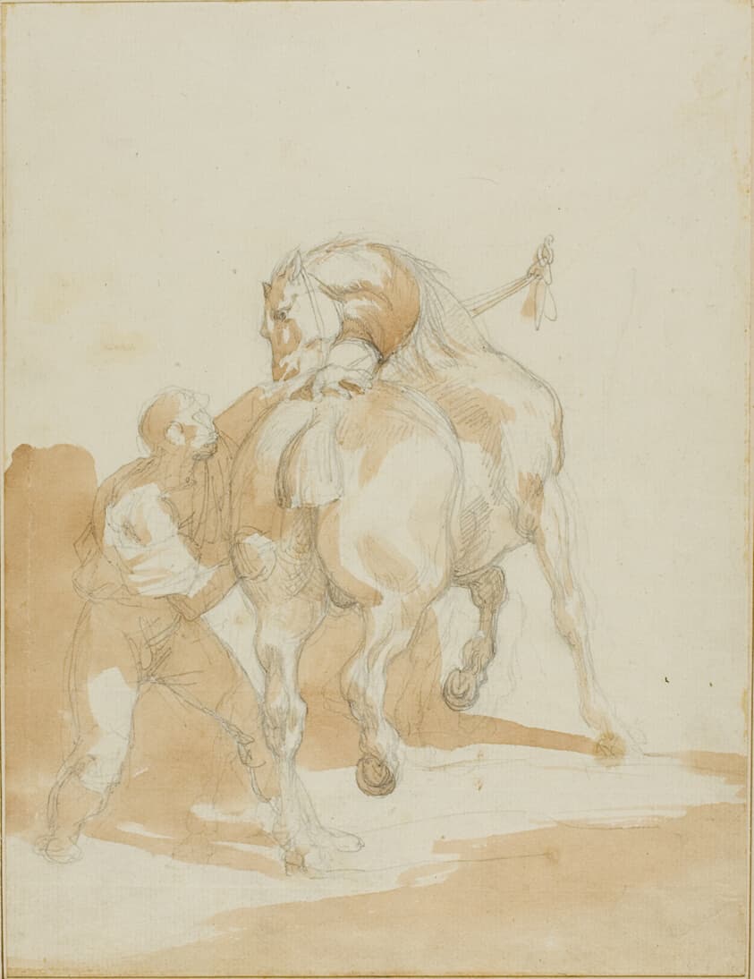 Stableboy Grooming a Horse — Jean Louis André Théodore Géricault