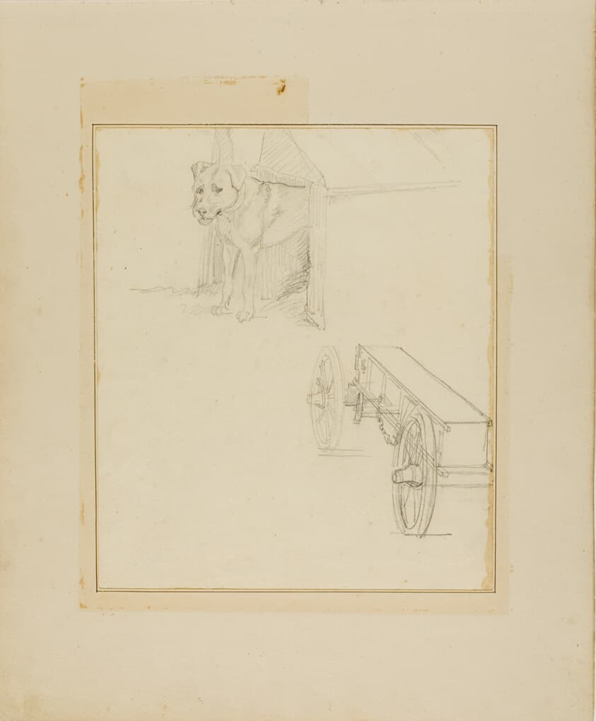 Dog Standing in Dog House and Study of a Munitions Cart — Jean Louis André Théodore Géricault
