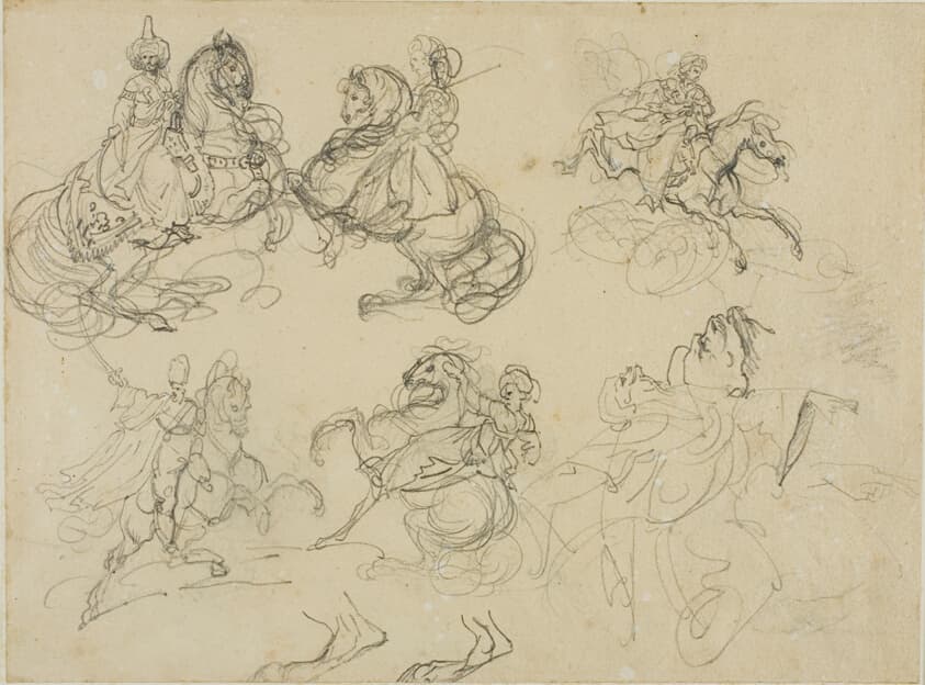 Sketches of Oriental Horsemen — Jean Louis André Théodore Géricault