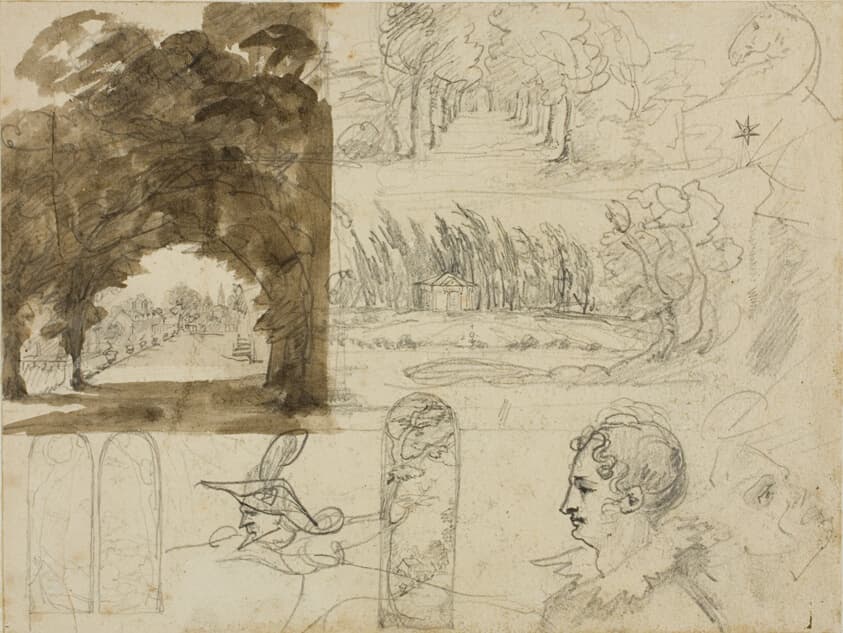 Sketches of Park Views, Heads, a Horse — Jean Louis André Théodore Géricault