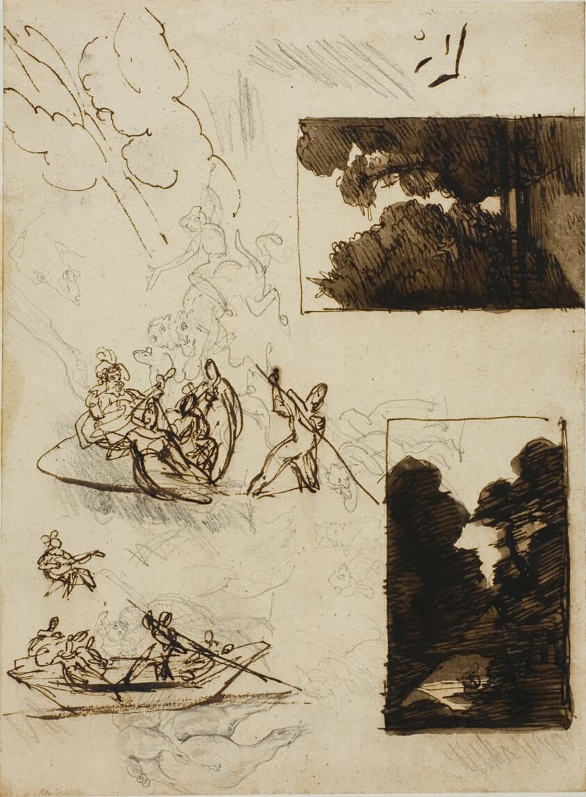 Sketches of a Forest Path and a Musical Boating Party — Jean Louis André Théodore Géricault