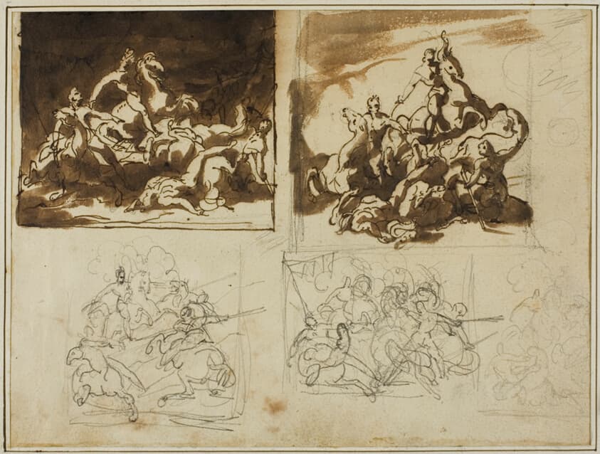 Five Sketches for a Cavalry Battle — Jean Louis André Théodore Géricault