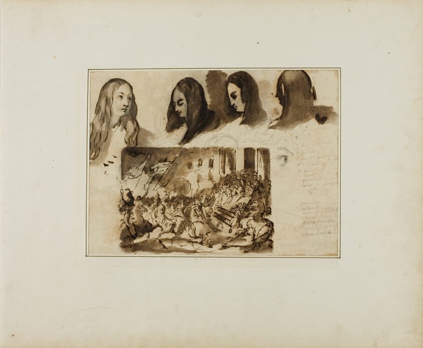 Four Views of a Woman's Head; a Parade Before Louis XVIII — Jean Louis André Théodore Géricault