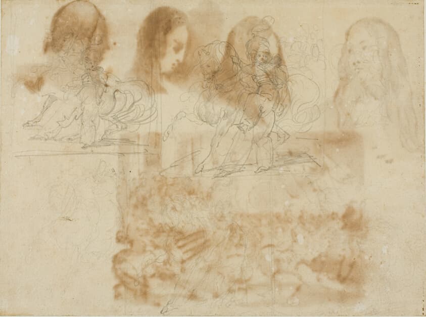 Six Sketches of a Chasseur Beside His Horse — Jean Louis André Théodore Géricault