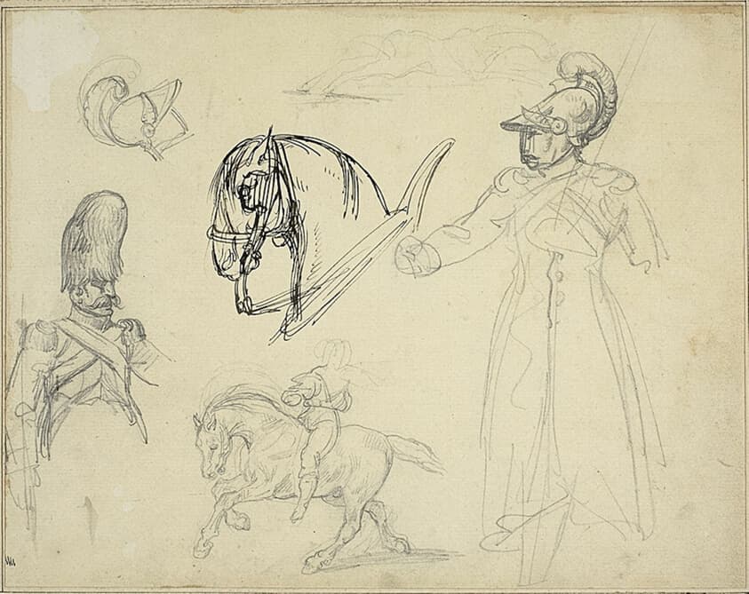 Sketches of Horses and Soldiers — Jean Louis André Théodore Géricault
