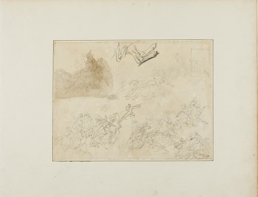 Sketches for a Cavalry Battle; the Hind Legs of a Dog — Jean Louis André Théodore Géricault