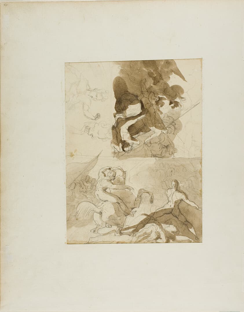 Sketches for a Cavalry Battle — Jean Louis André Théodore Géricault
