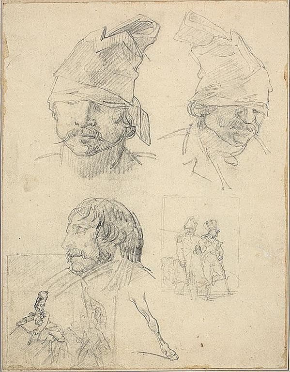 Studies of Heads and Two Compositional Studies — Jean Louis André Théodore Géricault