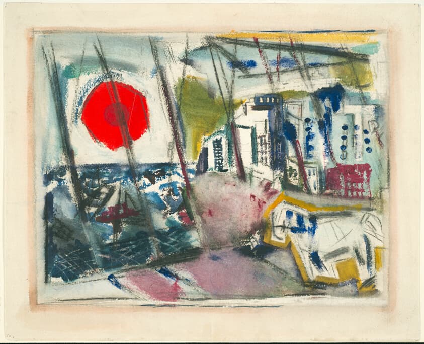 The Red Sun, Brooklyn Bridge — John Marin
