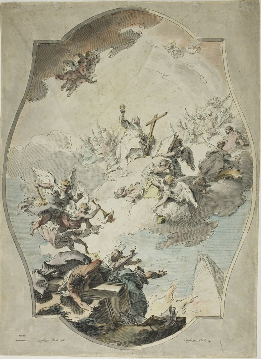 Faith Overcoming Heresy (recto); Tracing after Faith Overcoming Heresy (verso) — Pietro Antonio Novelli