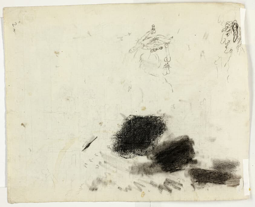 Sheet of Sketches: Architectural and Erotic Drawings — Pierre Antoine Mongin