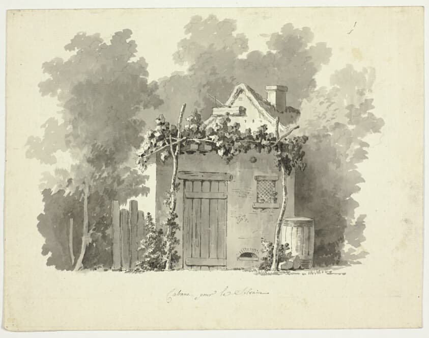 View of the Park at Versailles: Rustic Cabin — Pierre Antoine Mongin