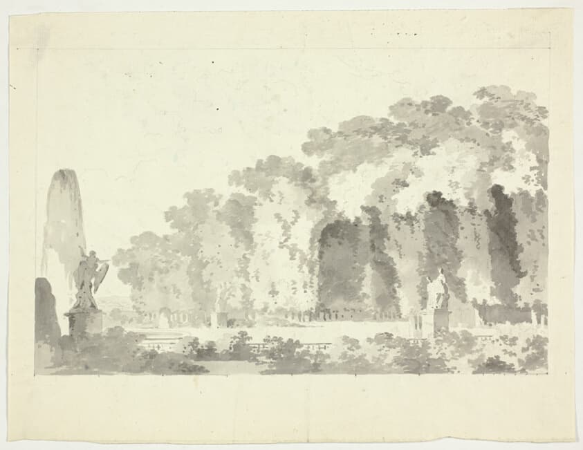 View of the Park at Versailles: Trees and Statuary — Pierre Antoine Mongin