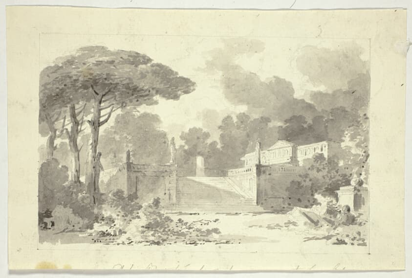 View of the Park at Versailles: Monumental Staircase, Pedestal and Temple — Pierre Antoine Mongin
