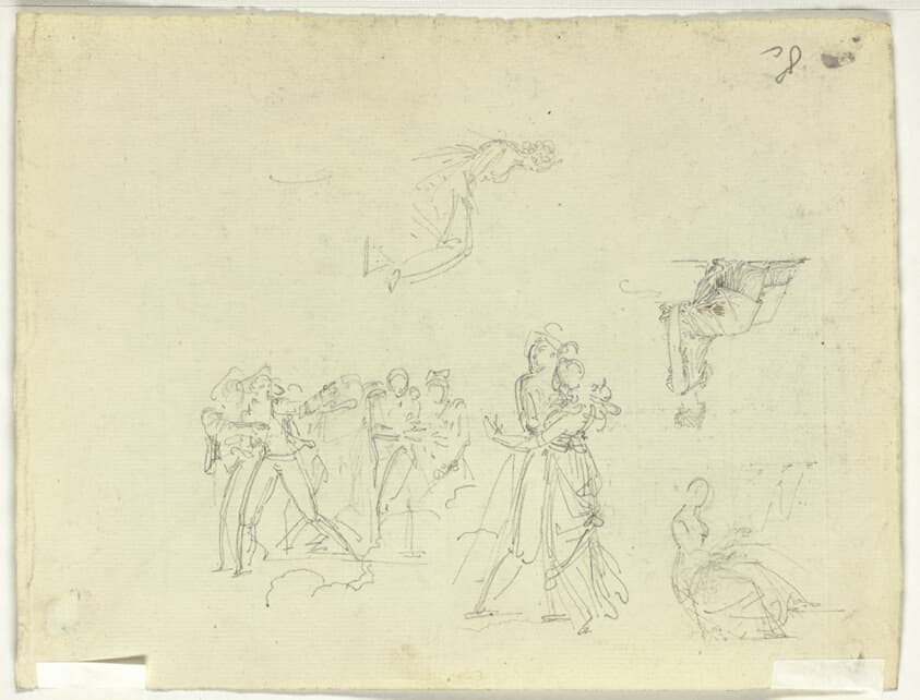 Sheet of Sketches: Crowd and Individual Figures — Pierre Antoine Mongin